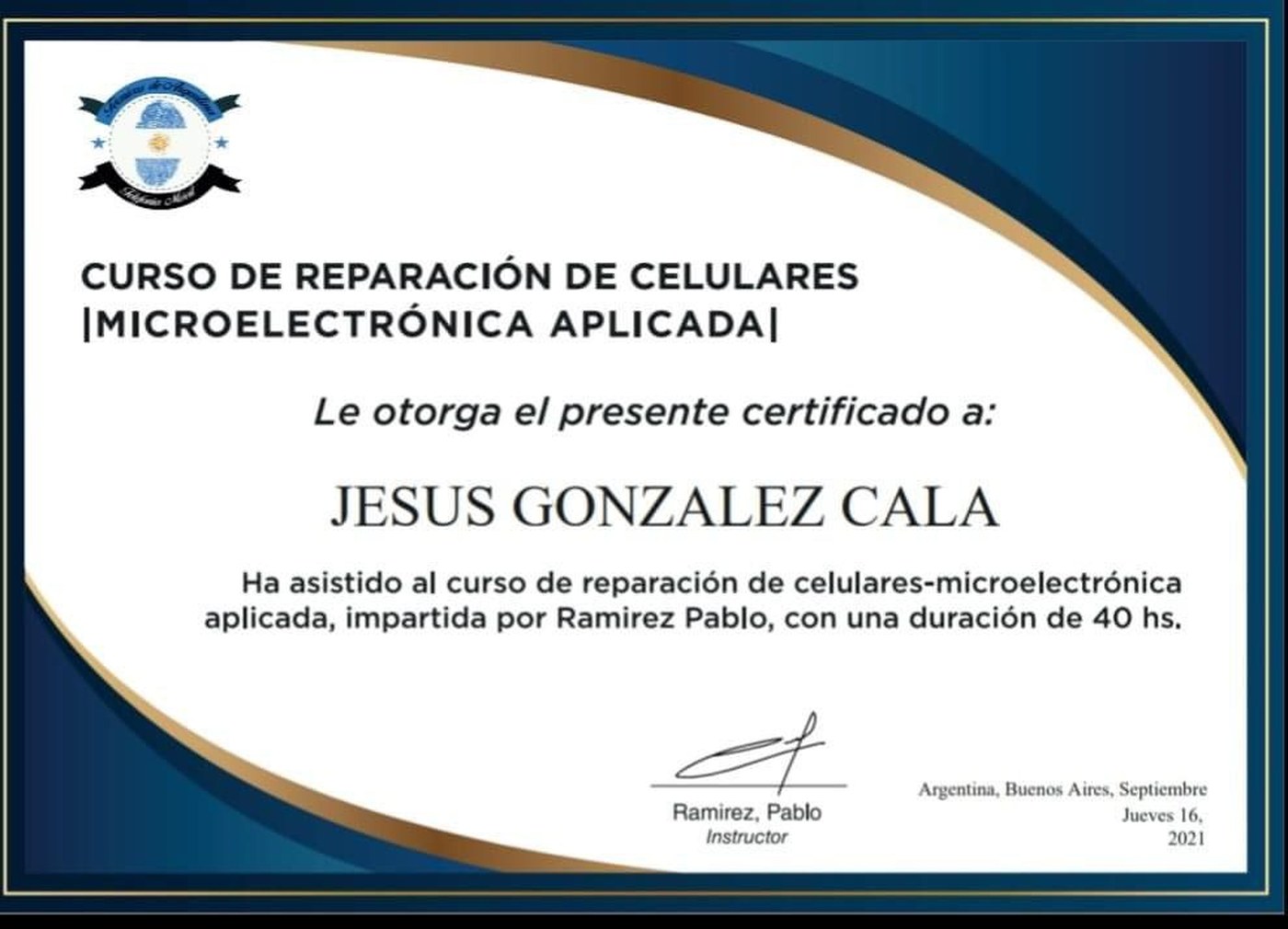 Certificado Microelectrónica Aplicada Argentina